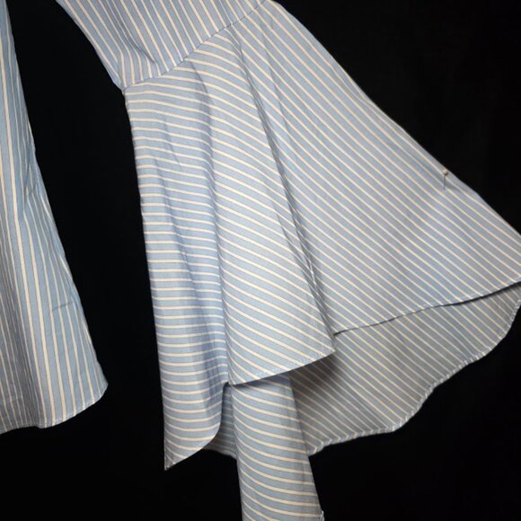 NWT MILLY "Michelle" Blue/White Stripe Bell Sleeve Blouse 8 - Picture 4 of 12
